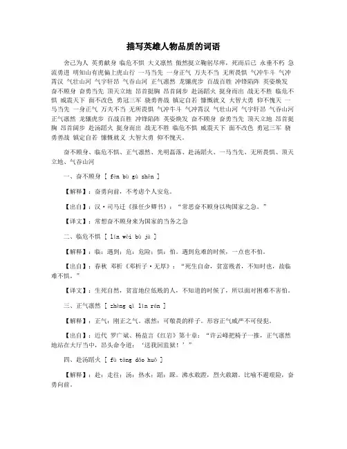 描写英雄人物品质的词语