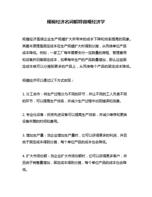规模经济名词解释微观经济学