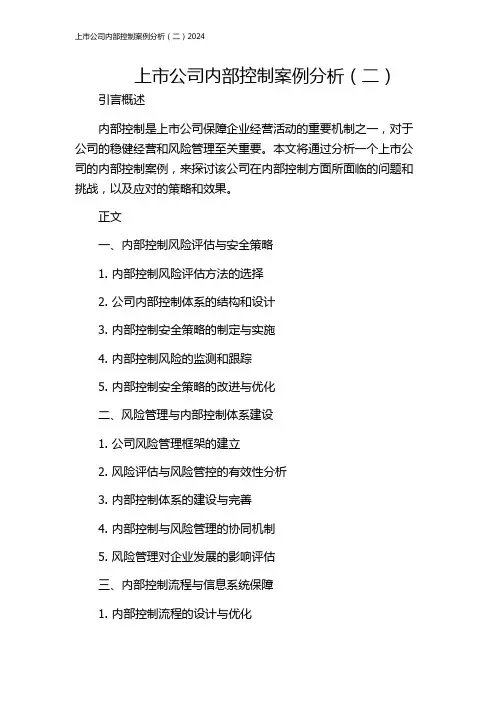 上市公司内部控制案例分析(二)2024