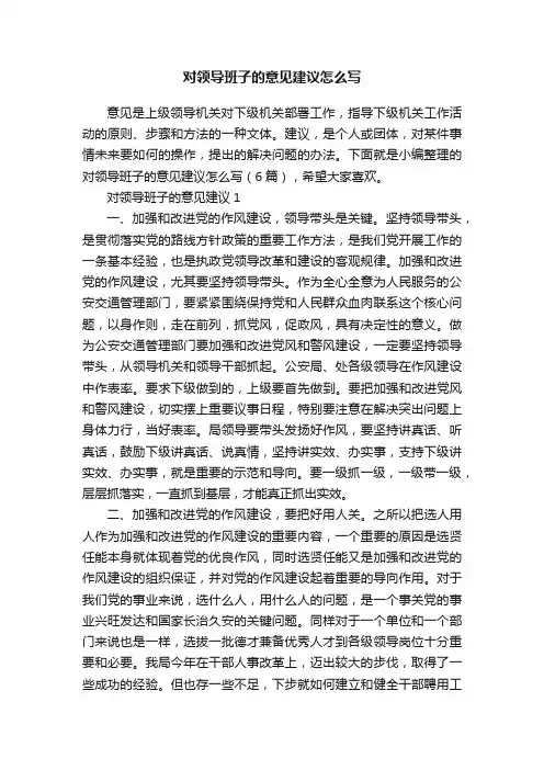 对领导班子的意见建议怎么写
