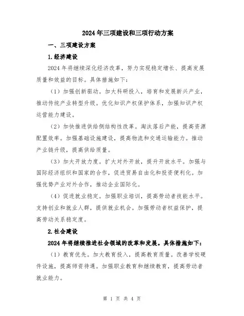 2024年三项建设和三项行动方案