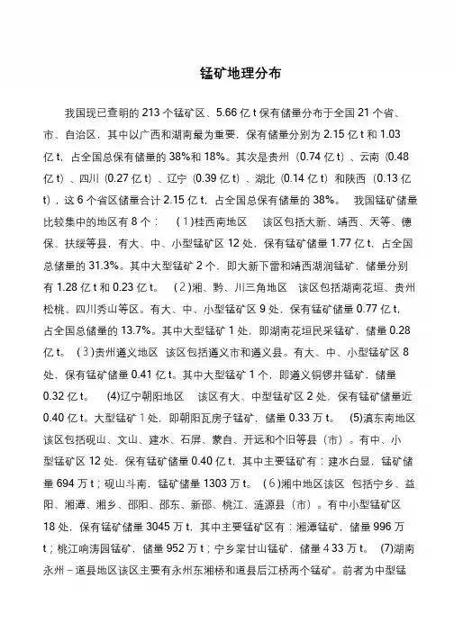 锰矿地理分布