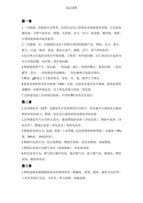 洁净煤技术知识点