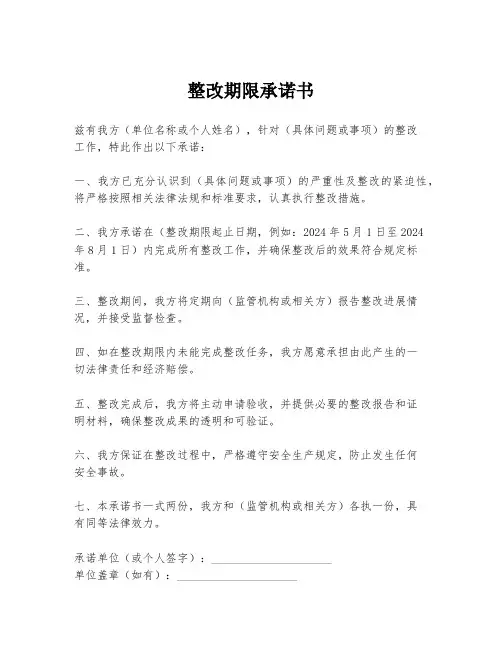 整改期限承诺书