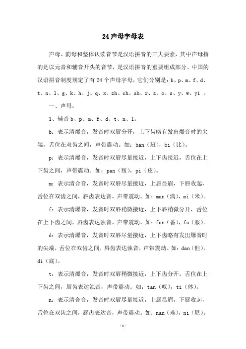 24声母字母表