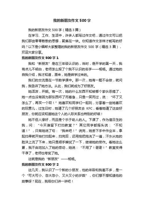我的新朋友作文500字（精选3篇）