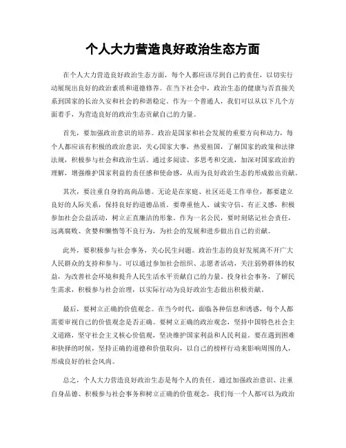个人大力营造良好政治生态方面