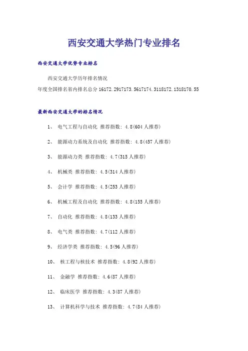 大学_西安交通大学热门专业排名