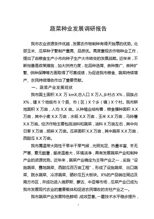 蔬菜种业发展调研报告