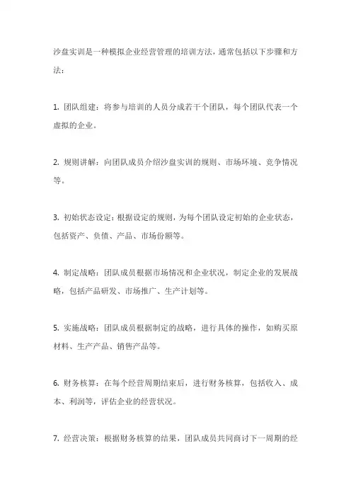 沙盘实训步骤和方法