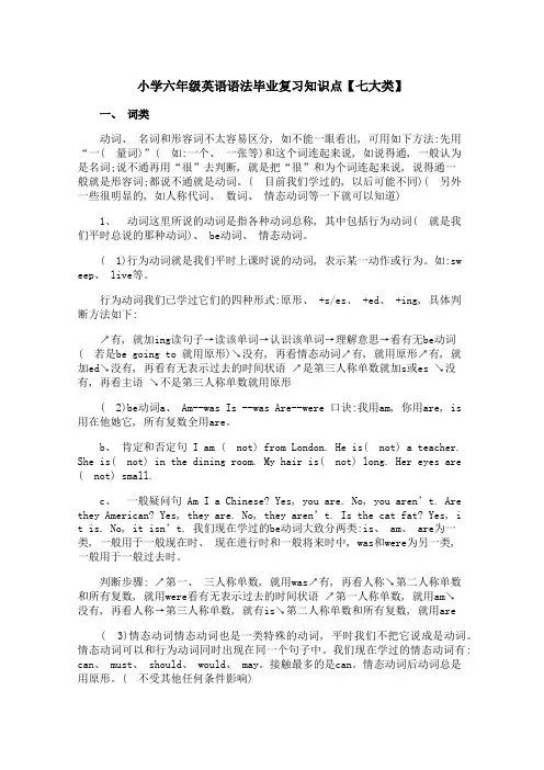 小学六年级英语语法毕业复习知识点【七大类】