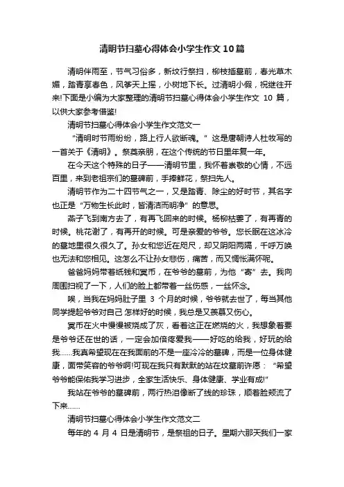 清明节扫墓心得体会小学生作文10篇