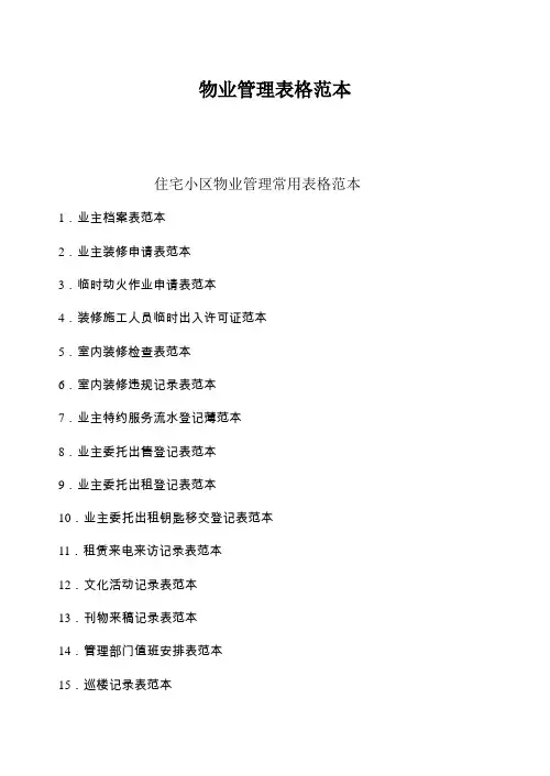 物业管理表格范本