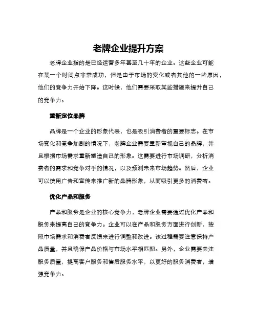 老牌企业提升方案