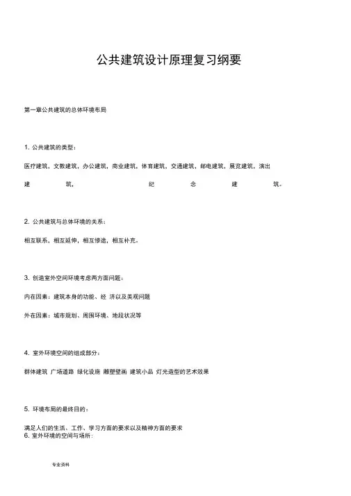 公共建筑设计原理题库超级详细的资料