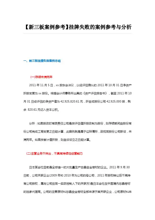 挂牌失败的案例参考与分析