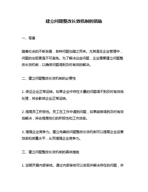 建立问题整改长效机制的措施