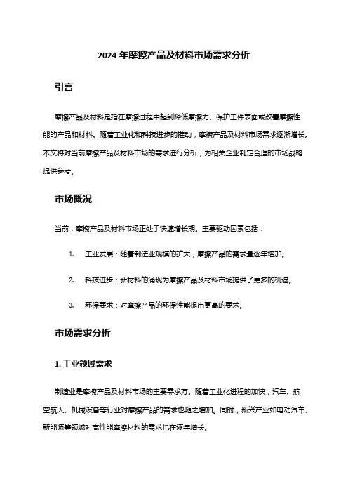 2024年摩擦产品及材料市场需求分析