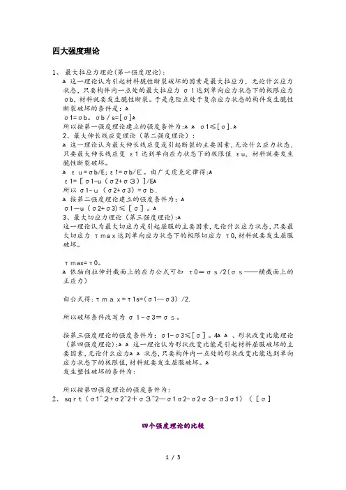 四大强度理论对比