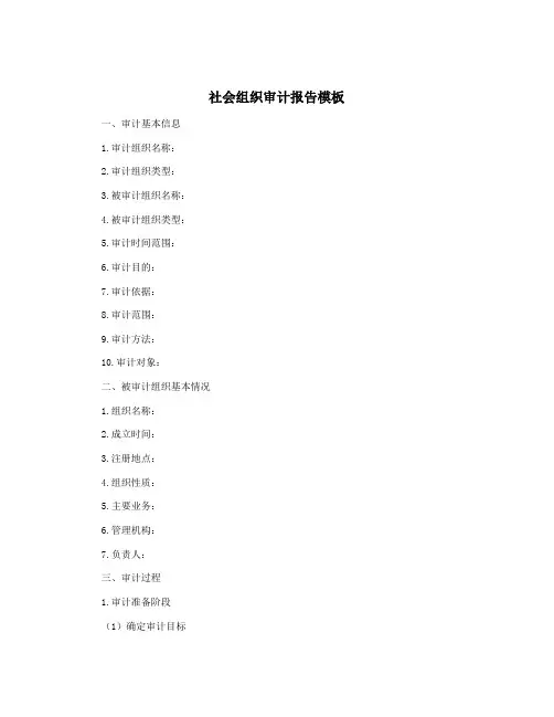 社会组织审计报告模板