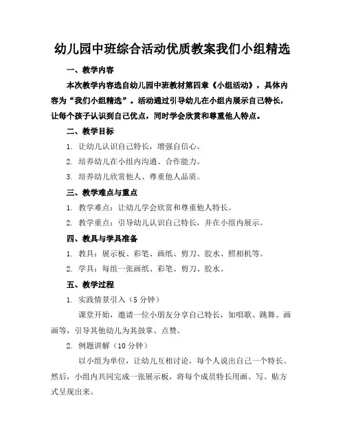 幼儿园中班综合活动优质教案我们的小组精选