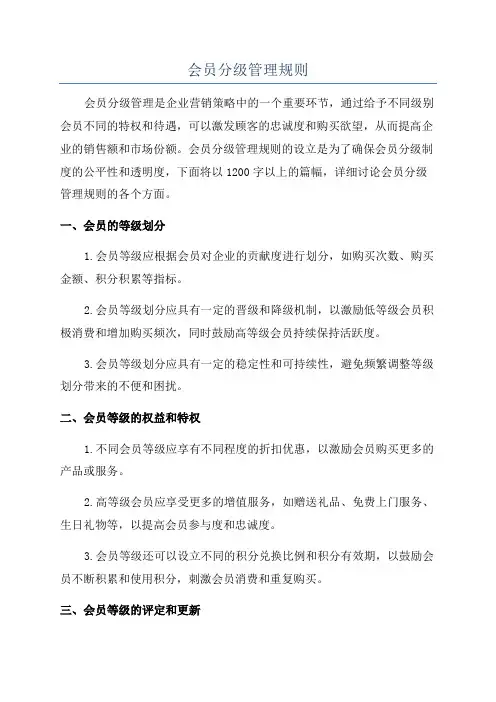 会员分级管理规则