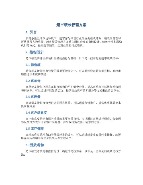 超市绩效管理方案