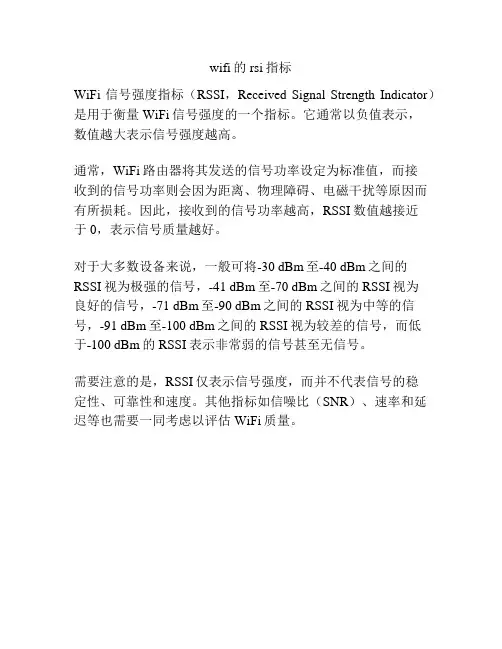 wifi的rsi指标
