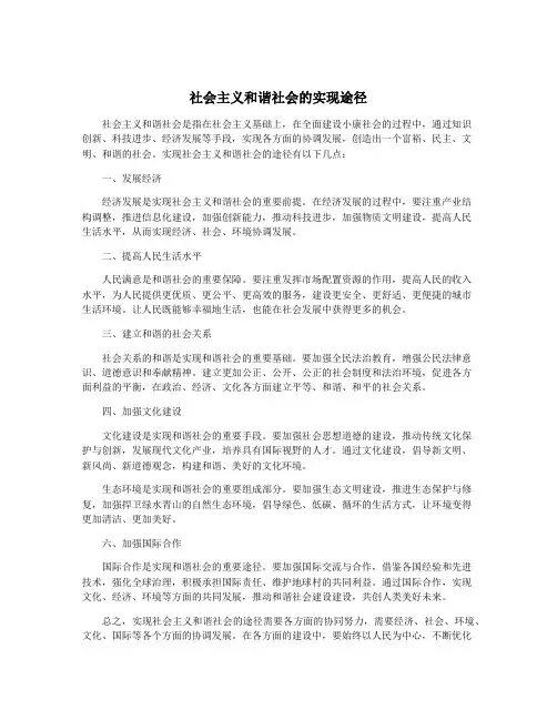 社会主义和谐社会的实现途径