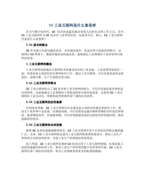 5g工业互联网是什么意思呀