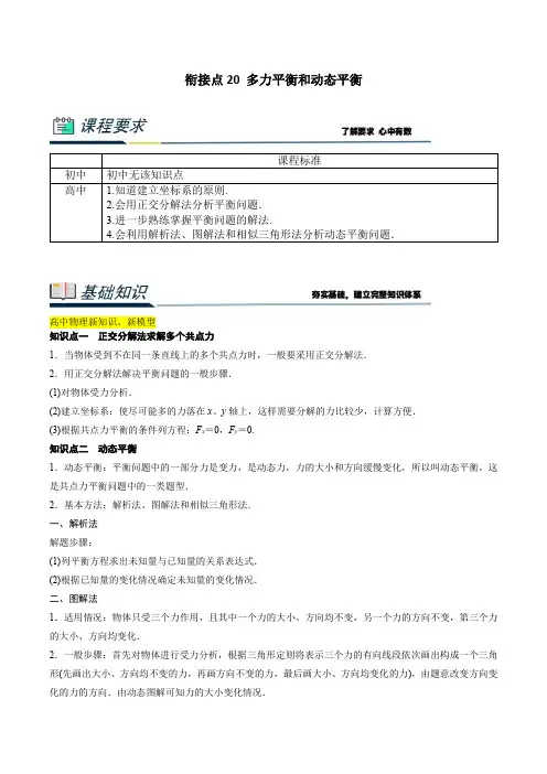衔接点20 多力平衡和动态平衡(解析版)