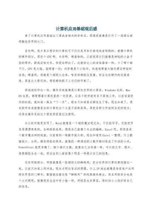 计算机应用基础观后感
