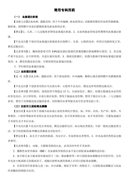 常用专科用药