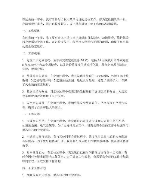 风场定检个人工作总结