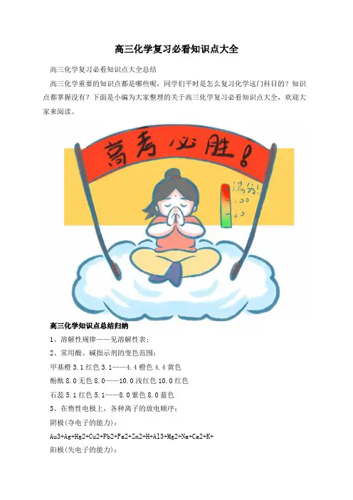 高三化学复习必看知识点大全