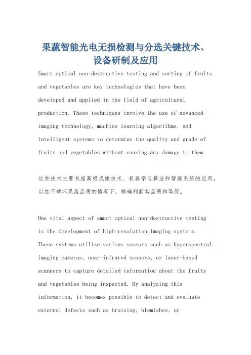 果蔬智能光电无损检测与分选关键技术、设备研制及应用