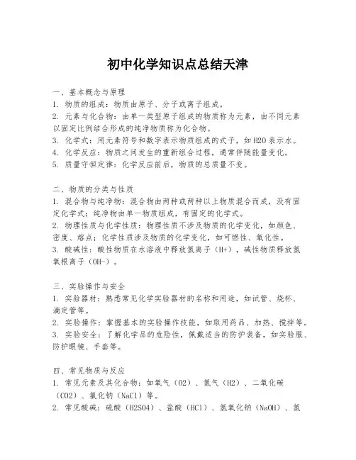初中化学知识点总结天津