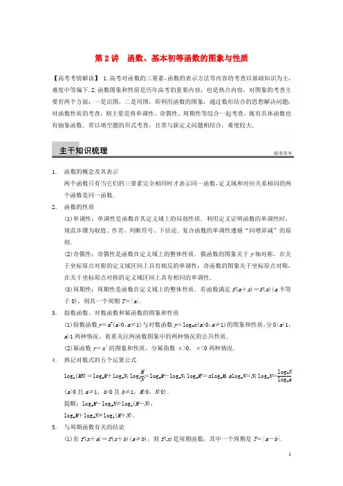 高考数学二轮专题突破 专题一 第2讲 函数、基本初等函