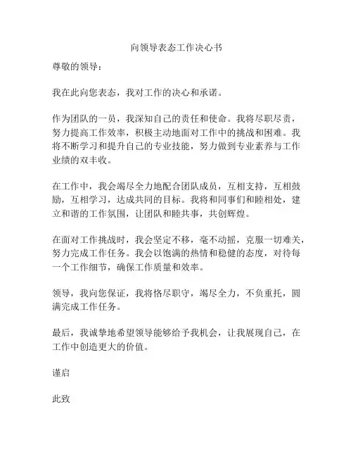 向领导表态工作决心书
