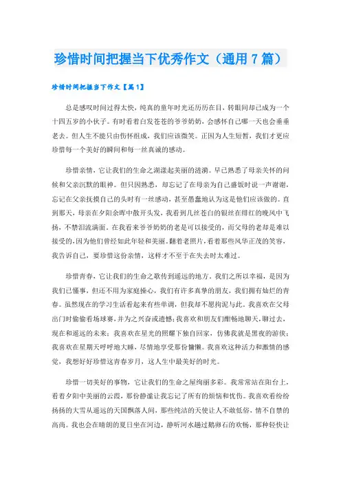 珍惜时间把握当下优秀作文(通用7篇)