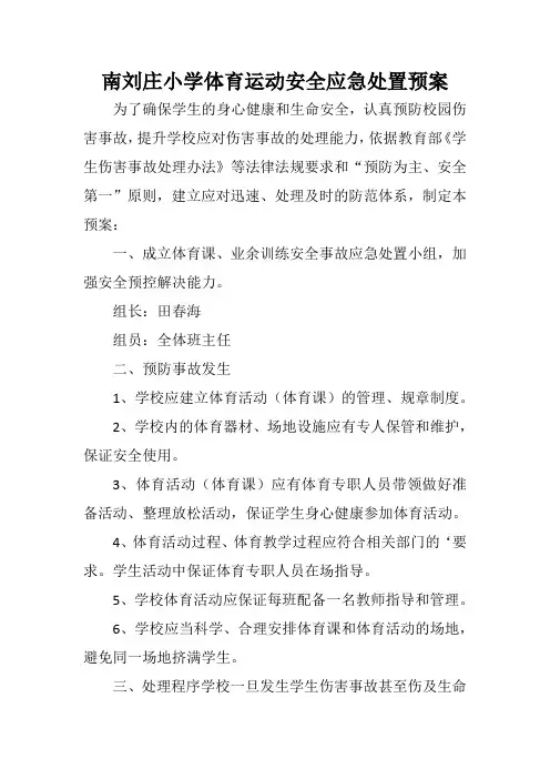 体育运动安全应急处置预案