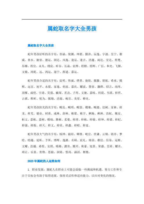 属蛇取名字大全男孩