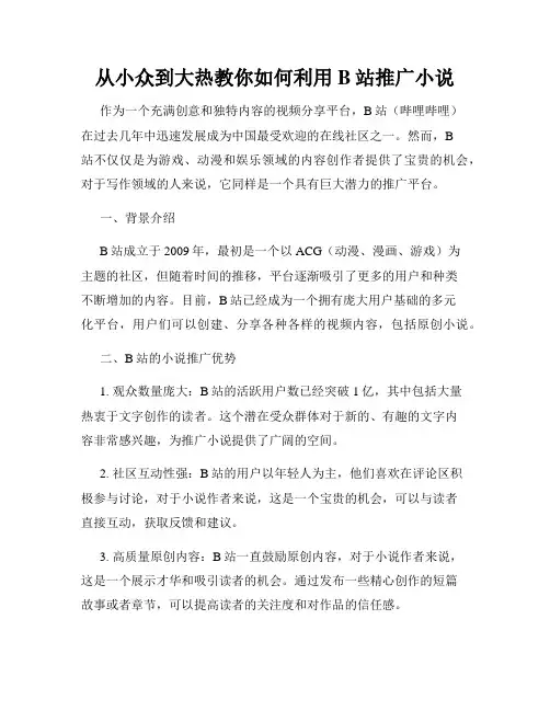 从小众到大热教你如何利用B站推广小说