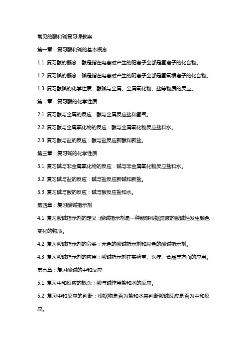 常见的酸和碱复习课教案