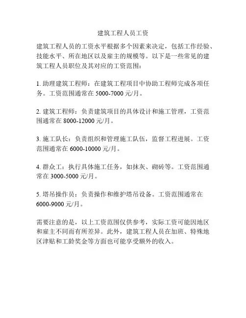 建筑工程人员工资