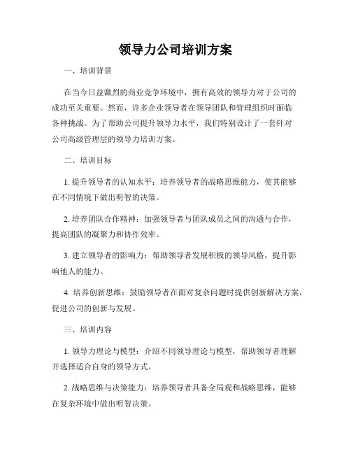 领导力公司培训方案