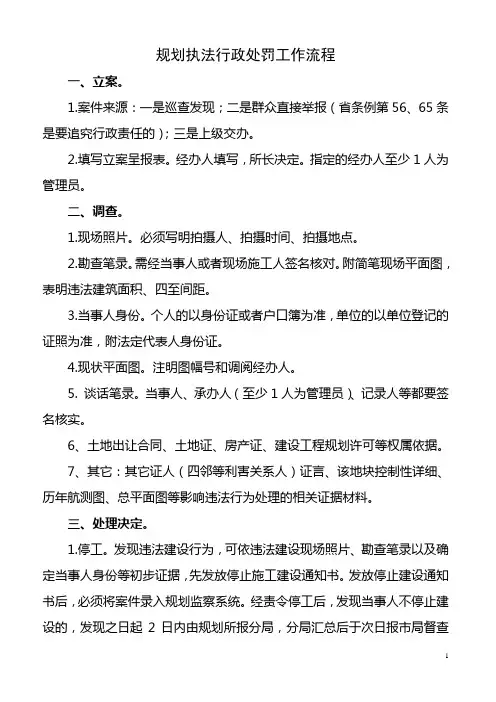 规划执法行政处罚工作流程1