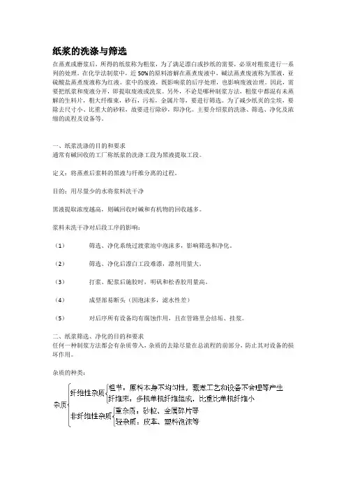 纸浆洗涤筛选知识