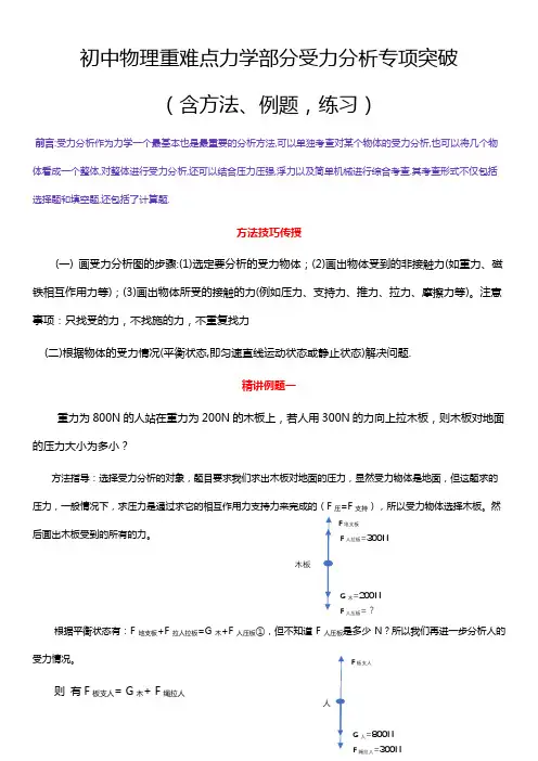 初中物理重难点力学部分受力分析专项突破(含方法、例题、练习)