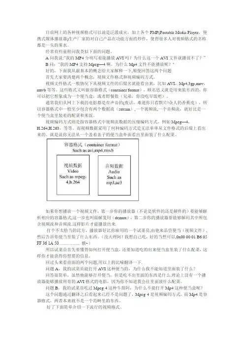 视频文件格式和视频编码方式区别